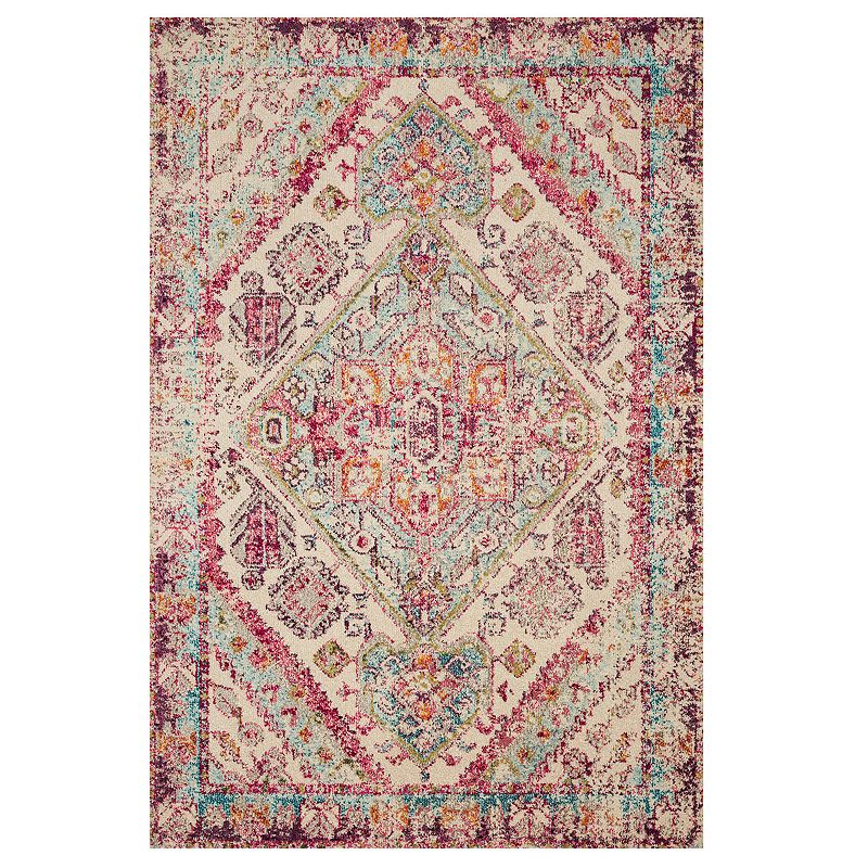 Loloi II Nadia Aqua Pink Accent or Area Rug, 8X11 Ft