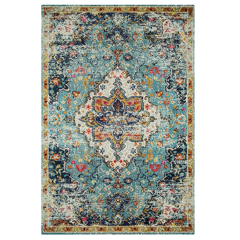 Loloi II Nadia Medallion Accent or Area Rug, Blue, 8X11 Ft