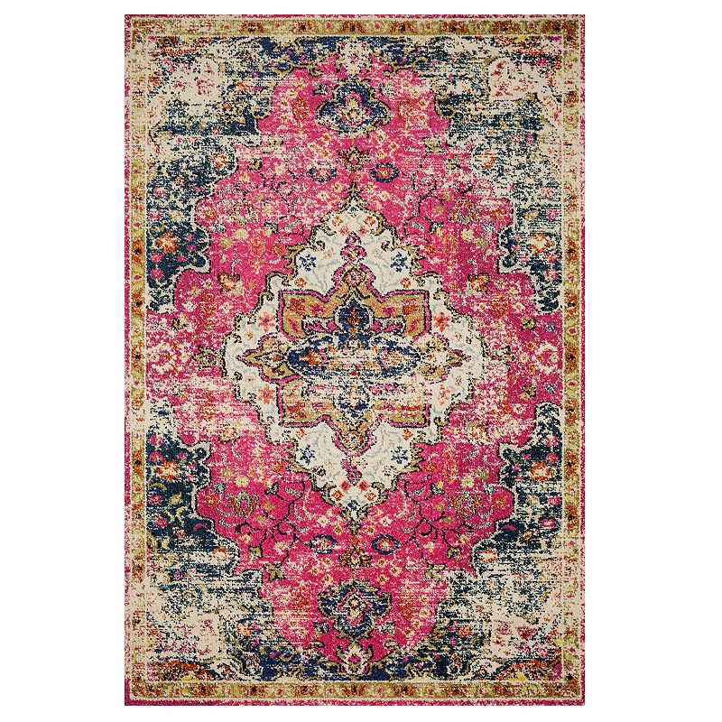 Loloi II Nadia Medallion Accent or Area Rug, Pink, 8X11 Ft