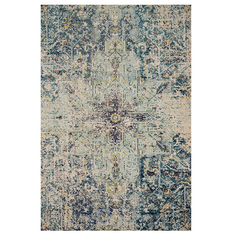 Loloi II Nadia Distressed Geometric Accent or Area Rug, Blue, 8X11 Ft