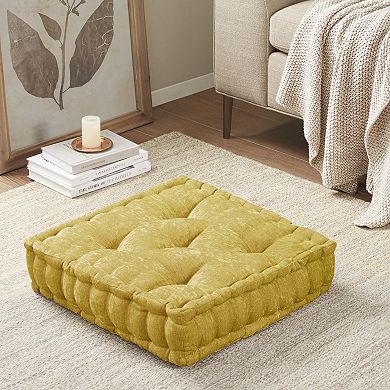 Intelligent Design Azza 20 in Chenille Square Floor Pillow Cushion