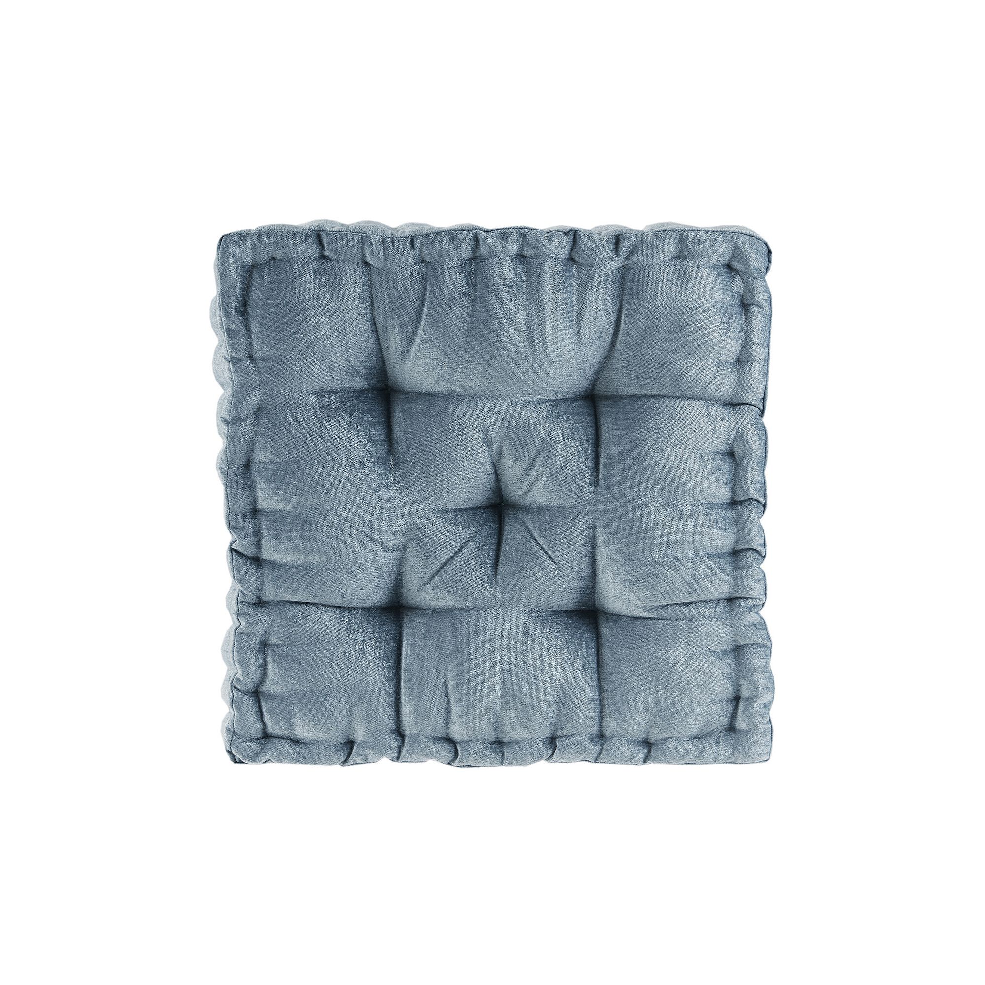 Intelligent Design Azza 20 in Chenille Square Floor Pillow Cushion, Blue