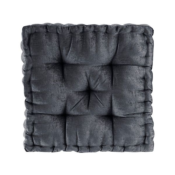 20"x20" Oversize Diah Poly Chenille Square Floor Pillow Charcoal - Intelligent Design: Indoor Lounge Cushion, Hypoallergenic Fill