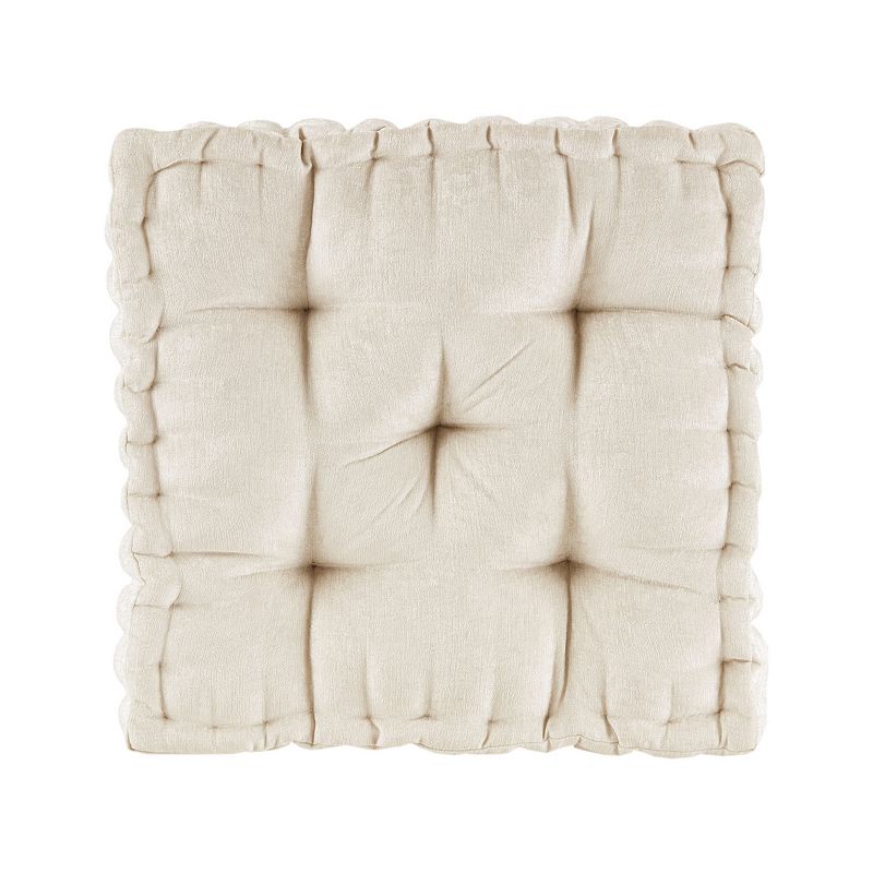 Intelligent Design Azza Square Polyester Chenille Cushion in Ivory