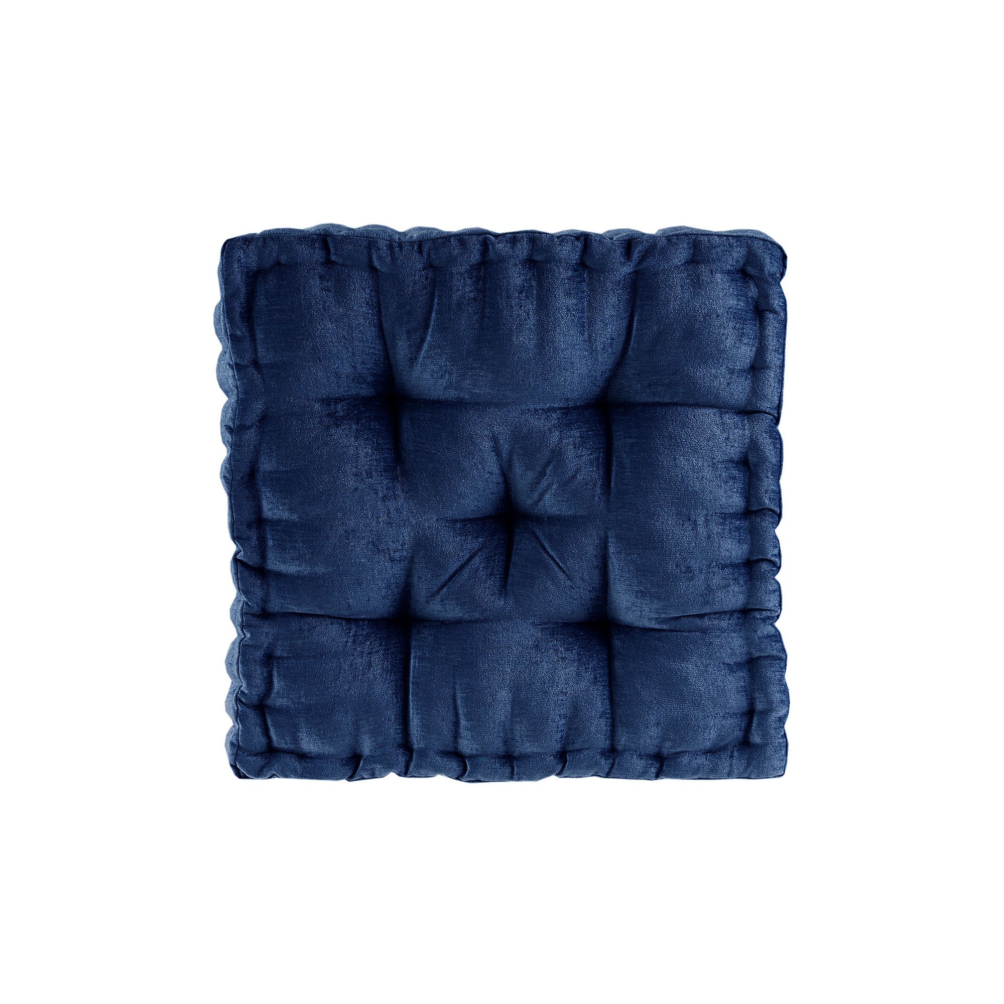 Intelligent Design Azza 20 in Chenille Square Floor Pillow Cushion, Blue
