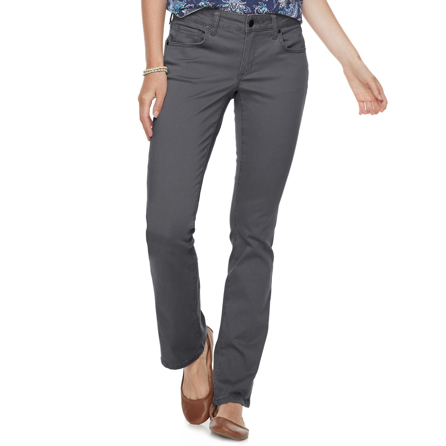 ladies grey bootcut jeans