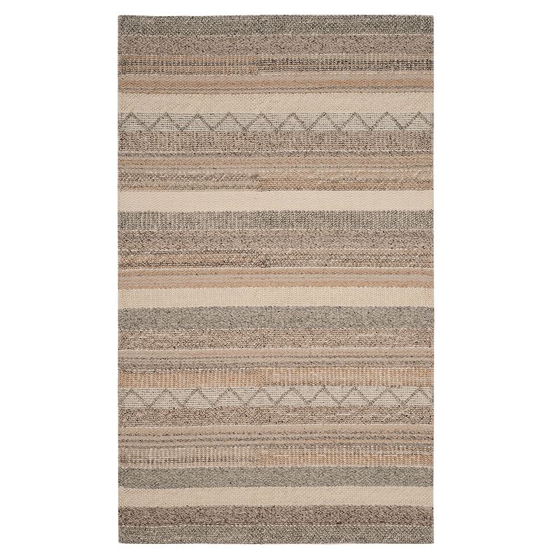 SAFAVIEH Natura Rylan Braided Striped Wool Runner Rug  Beige  2 3  x 16