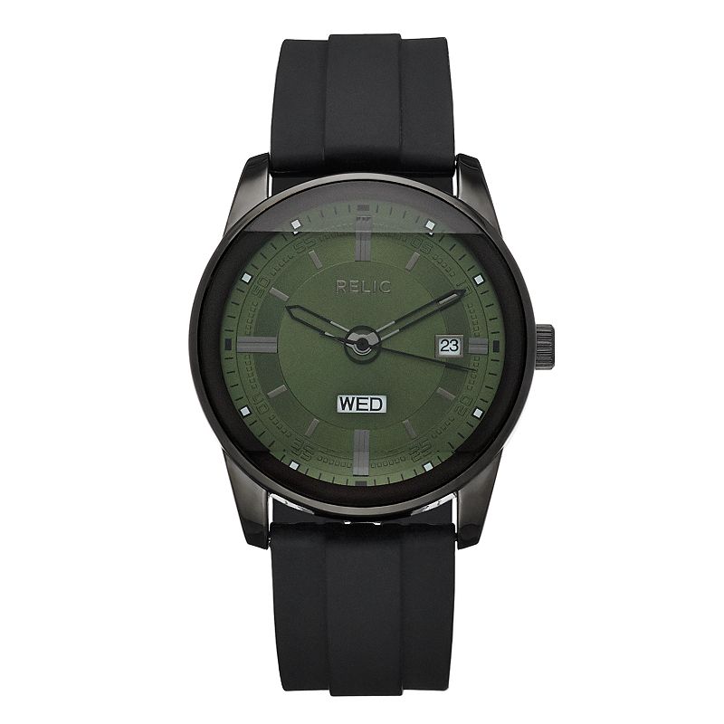 Relic by Fossil Men's 51mm Everett Black Silicone Band Watch - ZR12227