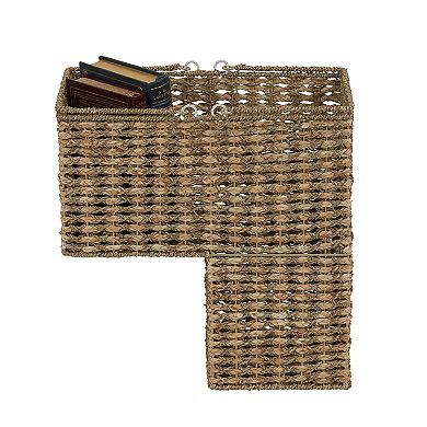 Household Essentials Two-Tone Wicker Stairstep Basket