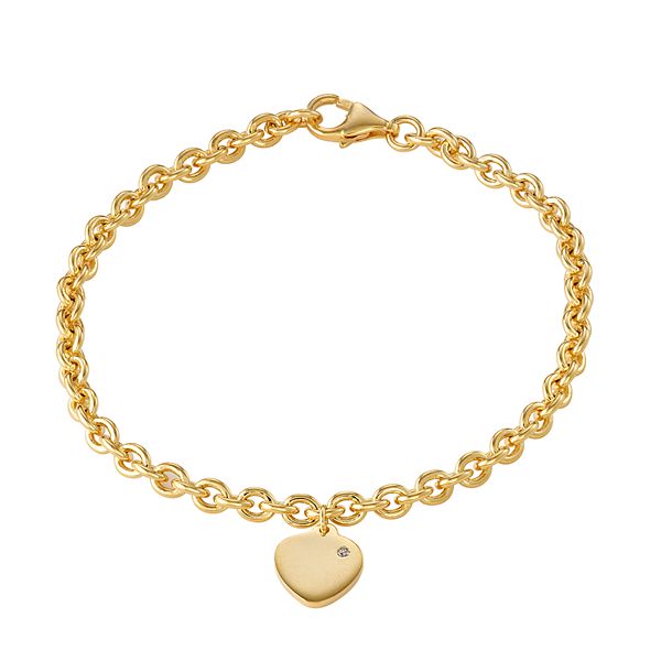 Junior Jewels Kids' Gold Tone Sterling Silver Diamond Accent Heart Bracelet