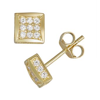 Designs by Gioelli Men's Gold Tone Sterling Silver Cubic Zirconia Stud Earrings
