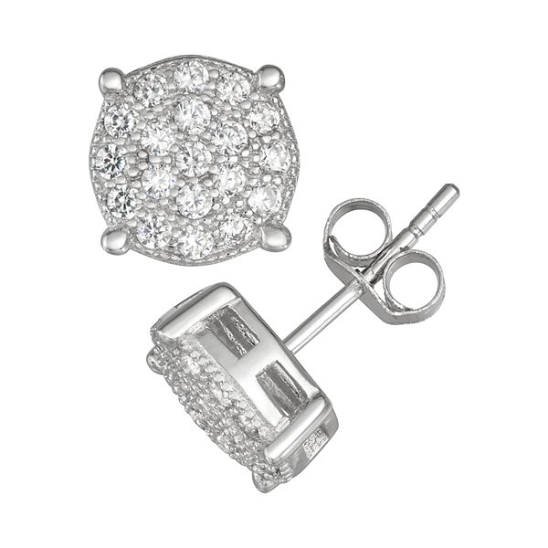 Designs by Gioelli Men's Sterling Silver Cubic Zirconia Round Stud Earrings