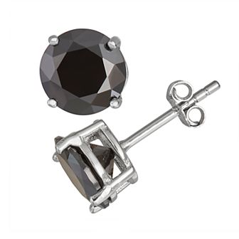 Designs by Gioelli Men's Sterling Silver Black Cubic Zirconia Round Stud Earrings