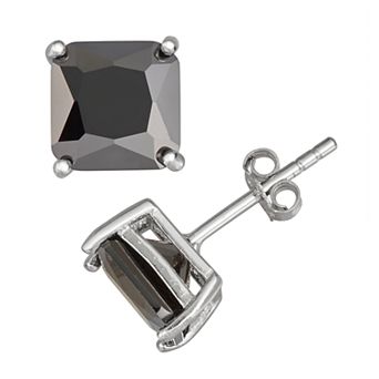 Designs by Gioelli Men's Sterling Silver Black Cubic Zirconia Square Stud Earrings