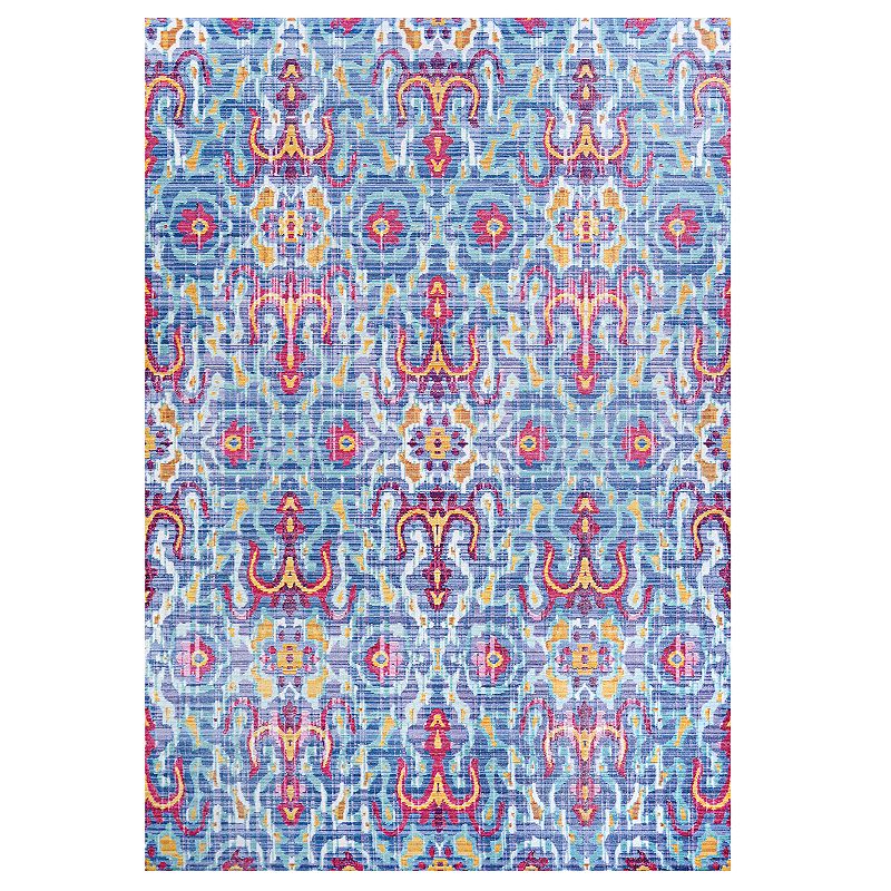 Couristan Xanadu Puebla Violeta Indoor / Outdoor Colorful Geometric Rug, Blue, 8.5X13 Ft