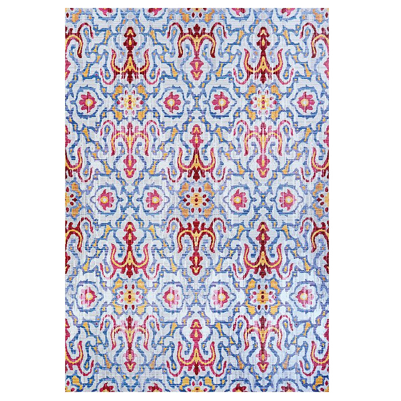 Couristan Xanadu Puebla Violeta Indoor / Outdoor Colorful Geometric Rug, Blue, 8.5X13 Ft