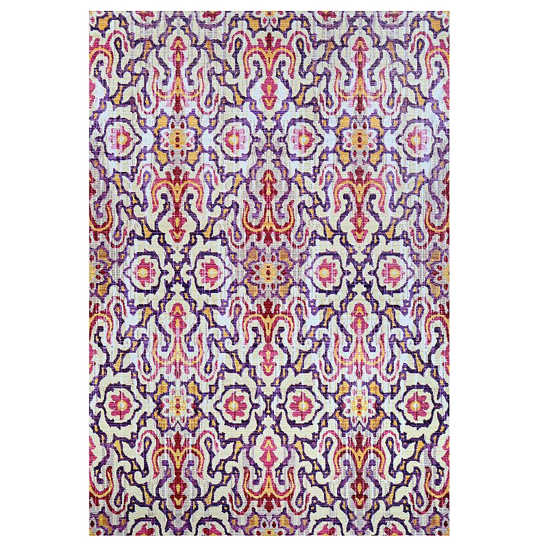 Couristan Xanadu Puebla Violeta Indoor / Outdoor Colorful Geometric Rug, Purple, 8.5X13 Ft