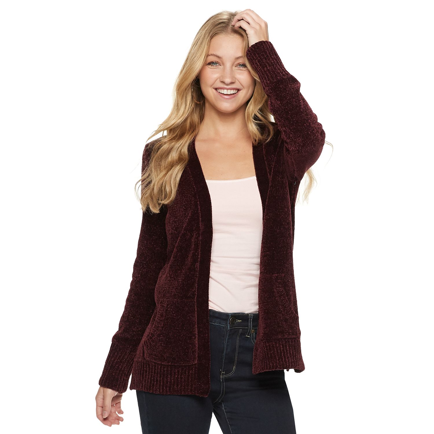 chenille cardigan long