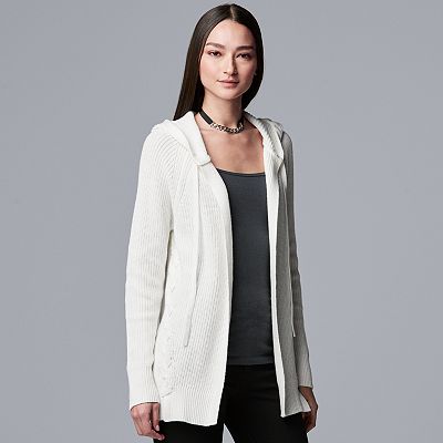 Women s Simply Vera Vera Wang Hooded Cardigan Sweater