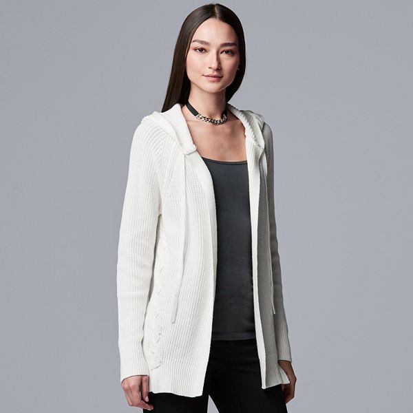 White hooded sales cardigan sweater