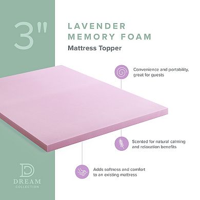 Lucid Dream Collection 3-in. Lavender Memory Foam Mattress Topper