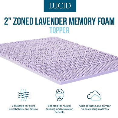 Lucid Dream Collection 2-in. Zoned Lavender Memory Foam Mattress Topper