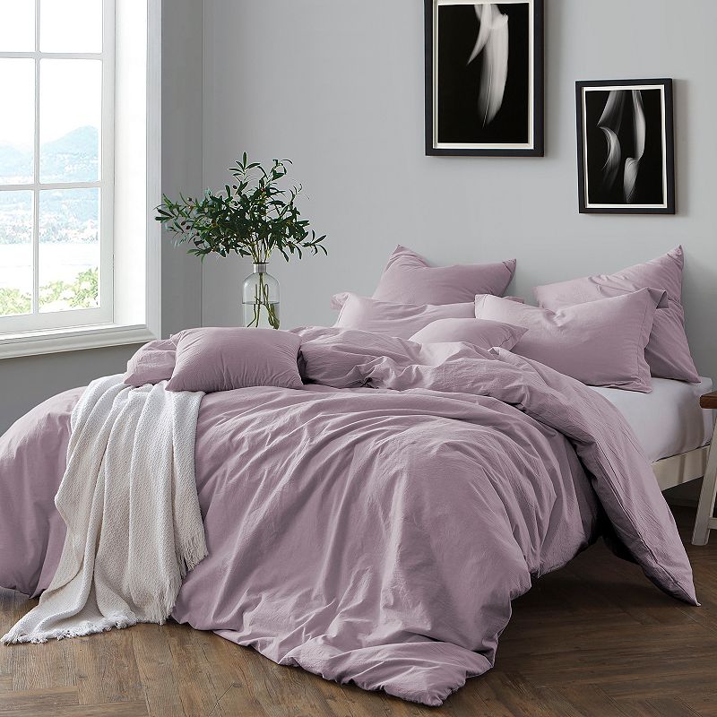 Swift Home Premium Cotton Prewashed Chambray Duvet Cover Set Bed Linen - Comforter/Duvet Insert Not Included Dusty Lavender King  King - Cal King 3