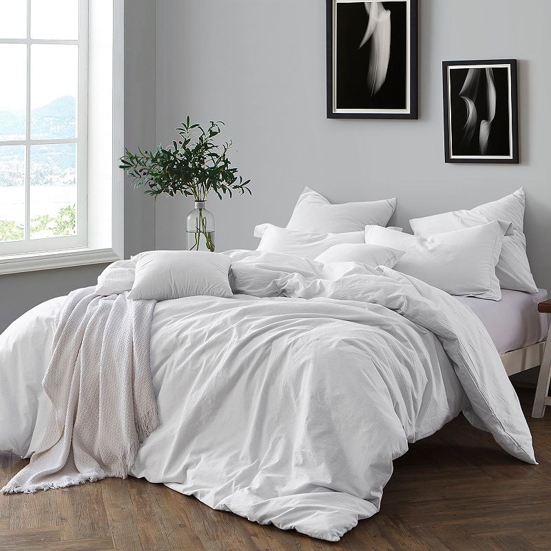 Swift Home Cotton Yarn Dye Chambray Duvet Cover Set, White, King