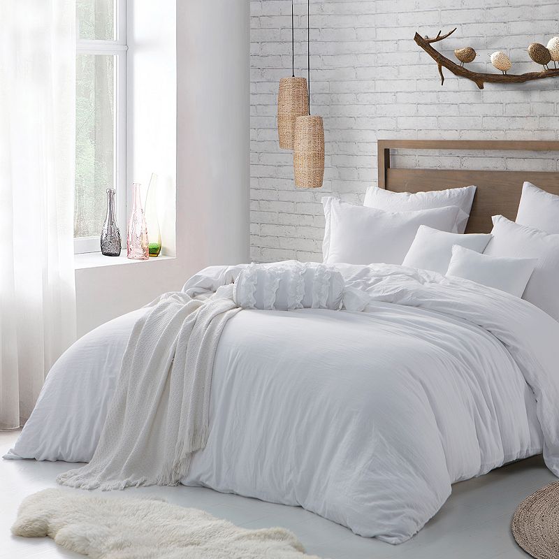 Swift Home Microfiber Washed Crinkle Duvet Cover Set, White, King