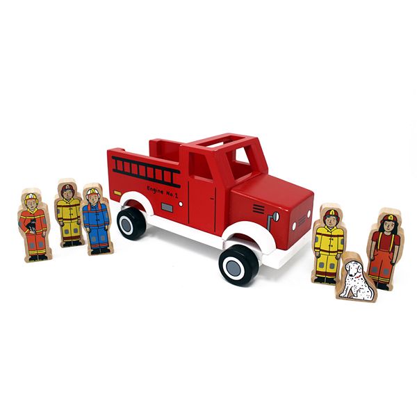Jack Rabbit Creations Magnetic Wooden Fire Truck Set - jailbreak new fire truck vehicle roblox jailbreak