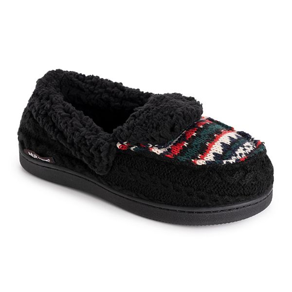 MUK LUKS® Anais Women's Moccasin Slippers - Black Geo (SMALL)