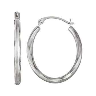 Taylor Grace 10k White Gold Twist Hoop Earrings