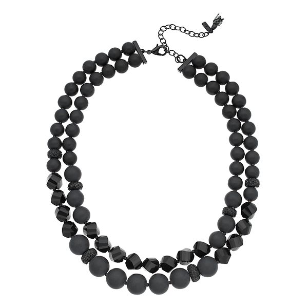Simply Vera Vera Wang Black Tone Bead Detail Multi Strand Necklace