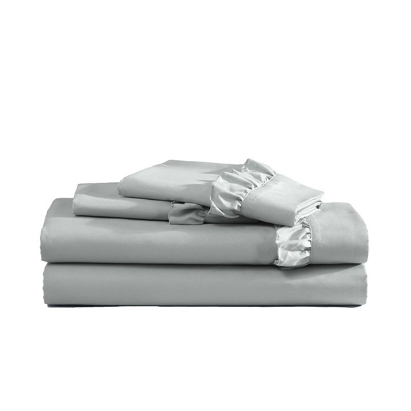 Swift Home Ruffled Sheet Set, Grey, Twin