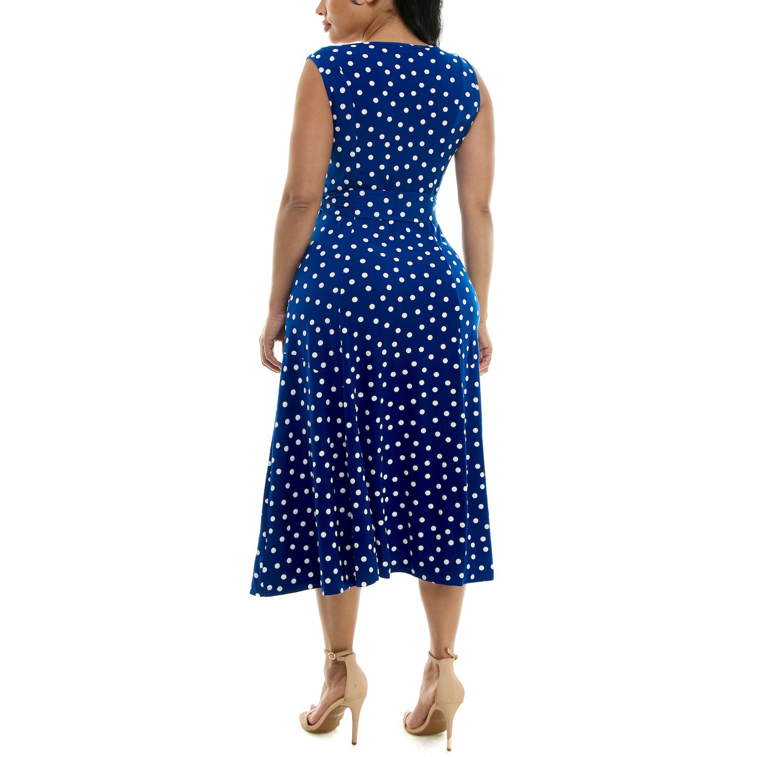 women's nina leonard print midi dress Women's Nina Leonard Belted Sleeveless Print Midi Dress