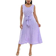 Womens Purple Fit And Flare Dresses, Clothing