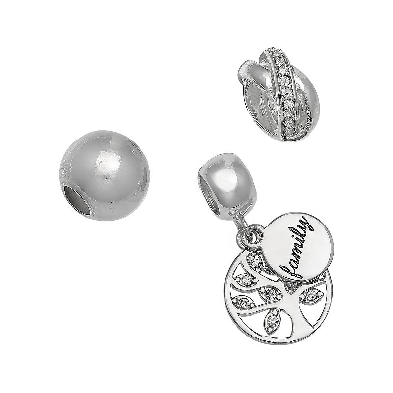 Individuality Beads Sterling Silver Crystal Family Tree Charm & Bead Set, W