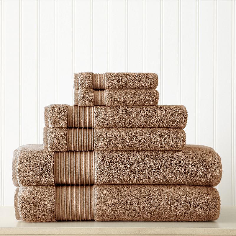 Allure 6-pack Lifestyle Turkish Cotton Bath Towel Set, Brown