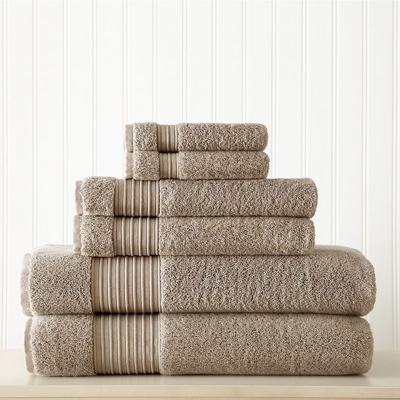 Allure 6-pack Lifestyle Turkish Cotton Bath Towel Set, Beig/Green
