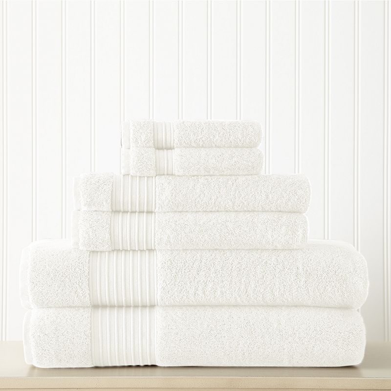 Allure 6-pack Lifestyle Turkish Cotton Bath Towel Set, White, 6 Pc Set