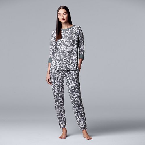 Women's Simply Vera Vera Wang Printed Sleep Top & Banded Bottom Pajama Set