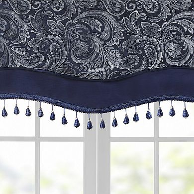 Madison Park Whitman Jacquard Window Valance With Beads 