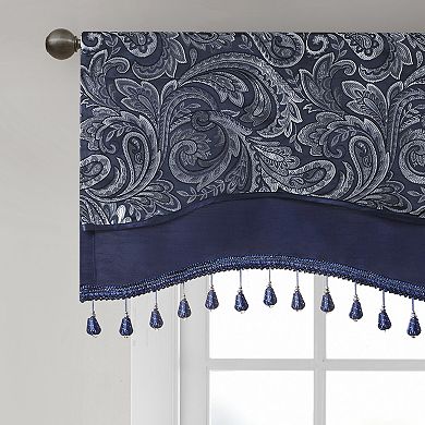 Madison Park Whitman Jacquard Window Valance With Beads 