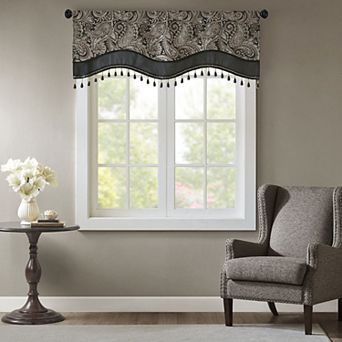 Madison Park Whitman Jacquard Window Valance with Beads