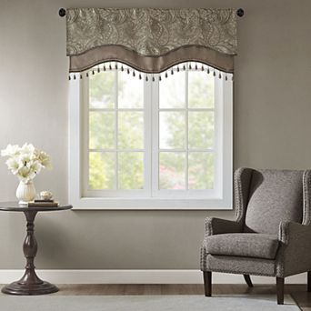 Madison Park Whitman Jacquard Window Valance with Beads