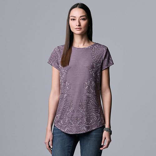 Women's Simply Vera Vera Wang Essential Floral Jacquard Tee