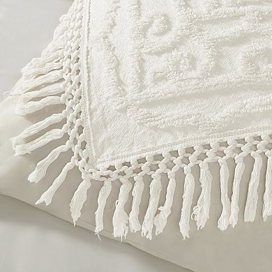 Madison Park 3-piece Virginia Cotton Chenille Medallion Fringe Coverlet Set