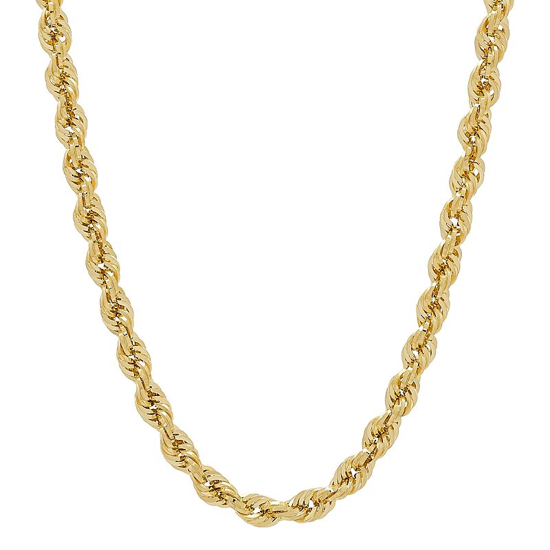 Everlasting Gold 10k Gold Rope Chain Necklace, Mens, Size: 24, Yellow