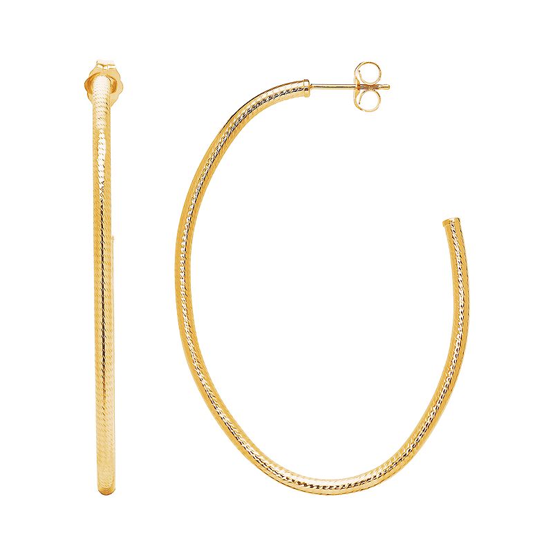 Everlasting Gold 14k Gold Oval Hoop Earrings, Womens, Yellow