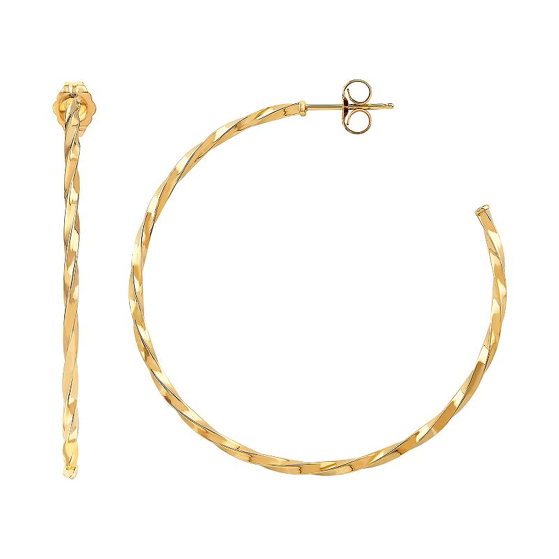 Everlasting Gold 14k Gold Twist Hoop Earrings, Womens, Yellow